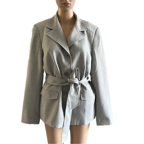 Kasper Jackets & Blazers - (14) Kasper light beige tweed blazer with ties at waist